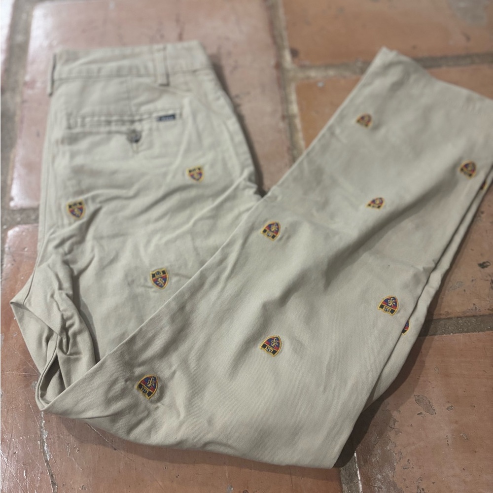 Ralph Lauren Khaki Chinos with Embroidery